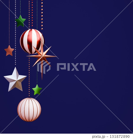 3D素材_クリスマスオーナメント_青背景 3D素材_クリスマスオーナメント_青背景 131872890