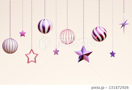 3D素材_クリスマスオーナメント_紫 3D素材_クリスマスオーナメント_紫 131872926