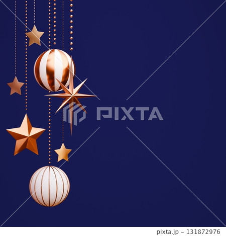 3D素材_クリスマスオーナメント_青背景 131872976