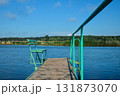 An old rustic wooden pier on the Ivanovsky Bay. Ulyanovsk. Russia 131873070