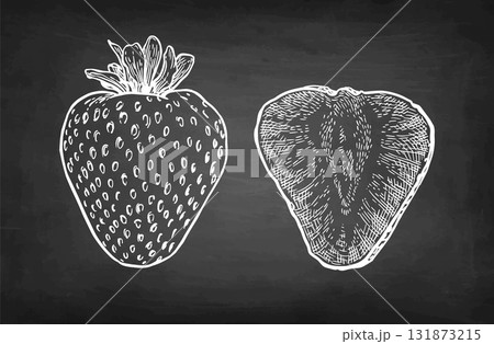 Strawberry chalk sketch 131873215