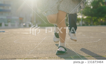 Kid child baby boy girl happy family, child dream, Morning hopscotch play, children's sport challenge, kids' balance game, sunny educational play, young kids on recess, photographs of childhood 131873464