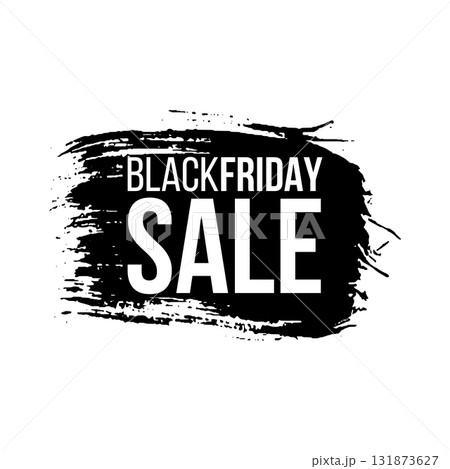Black friday sale banner layout design. Ink brush stroke with typography on transparent background. Ink brush sale stripes and banners. Sale discount icons. Black friday, big sale. Title text. 131873627