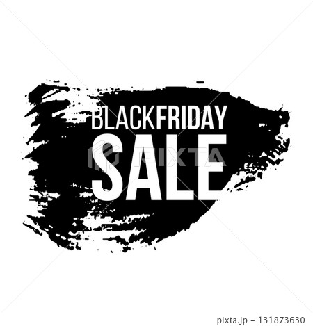 Black friday sale banner layout design. Ink brush stroke with typography on transparent background. Ink brush sale stripes and banners. Sale discount icons. Black friday, big sale. Title text. 131873630