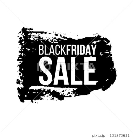 Black friday sale banner layout design. Ink brush stroke with typography on transparent background. Ink brush sale stripes and banners. Sale discount icons. Black friday, big sale. Title text. 131873631
