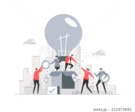 Business Crowdfunding,Concept Showing business startup receiving fund from investor 131873693