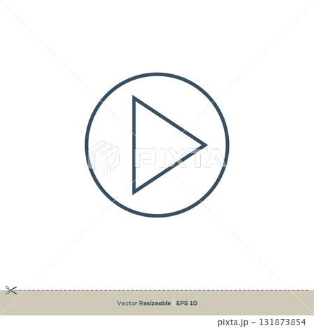 Line Art Play Button Icon Vector Logo Template Illustration Design. Vector EPS 10. 131873854