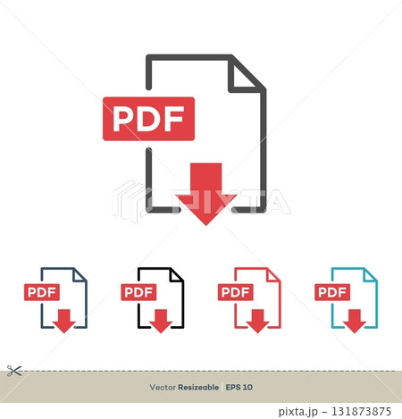 PDF Document Download Icon Logo Template Illustration Design. Vector EPS 10. 131873875
