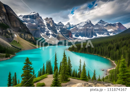 panorama of the lake in the autumn 131874167