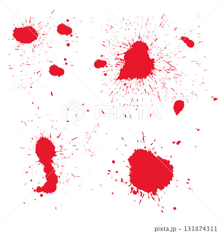 血痕・血のベクター素材のセット　赤 131874311