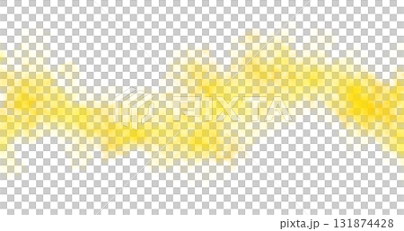 Vibrant yellow smoke wave isolated on transparent background, dynamic swirling cloud of mist moving in oscillating zigzag motion Vibrant yellow smoke wave isolated on transparent background, dynamic swirling cloud of mist moving in oscillating zigzag motion 131874428