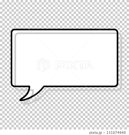 Simple speech bubble illustrations: horizontal, square, rounded corners 131874948