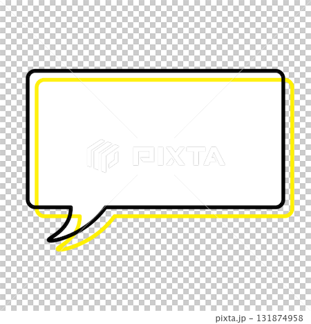 Simple speech bubble illustrations: horizontal, square, rounded corners 131874958