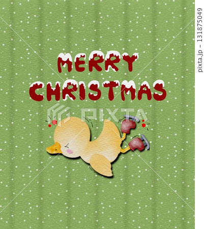 Christmas Festival Background Seamless Pattern featuring Christmas Hat Duck and Jingle Bells Decor 131875049