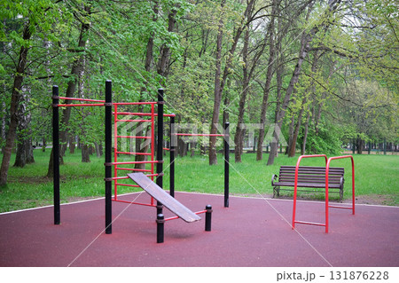 Sports ground near a residential building 131876228