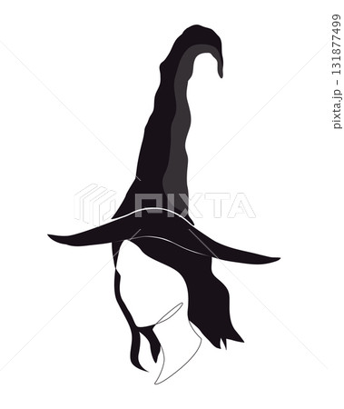 Silhouette of beautiful witch girl in pointy hat in profile. Isolated hand drawn vector illustration Silhouette of beautiful witch girl in pointy hat in profile. Isolated hand drawn vector illustration 131877499