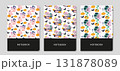 Whimsical cover set with Halloween Pattern. Cute pink ghost, bat, pumpkin, gravestone and musical notes. For creating fun and spooky design. For stationery and accessories. Vector flat illustration. 131878089