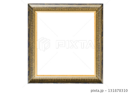 Gold frame for a picture in a classic baroque style on a white blank background. Gold frame for a picture in a classic baroque style on a white blank background. 131878310