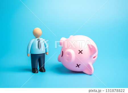 An office worker with an empty budget. Lack of money. No personal or retirement savings. Economic crisis, inflation, wage stagnation, and reduced purchasing power An office worker with an empty budget. Lack of money. No personal or retirement savings. Economic crisis, inflation, wage stagnation, and reduced purchasing power 131878822