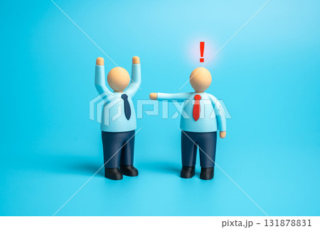 Unfounded accusations against subordinates by senior managers. A demand to resign voluntarily. Violation of workers' rights. The boss fires the employee. Dismissal, layoffs, and job loss. 131878831