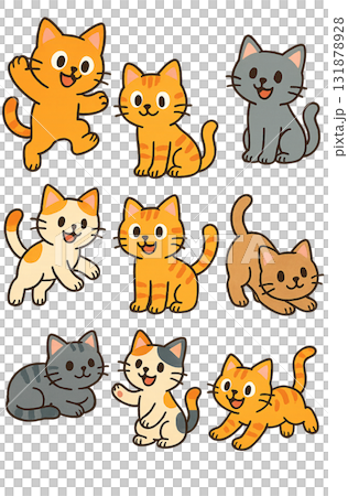 各種表情的貓咪全身套裝 各種表情的貓咪全身套裝 131878928