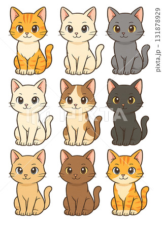 かわいい猫のイラストセット 131878929