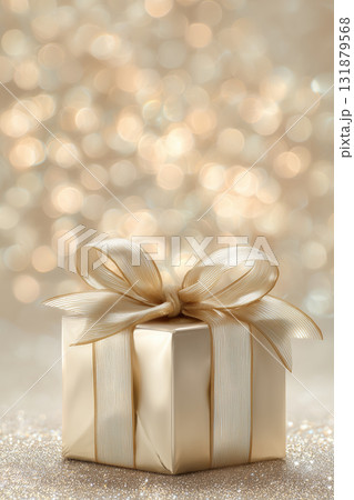 Christmas gift in golden box Christmas gift in golden box 131879568