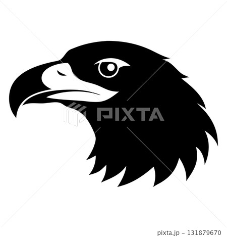 Isolated black eagle head silhouette showcases strong features with a transparent background Isolated black eagle head silhouette showcases strong features with a transparent background 131879670
