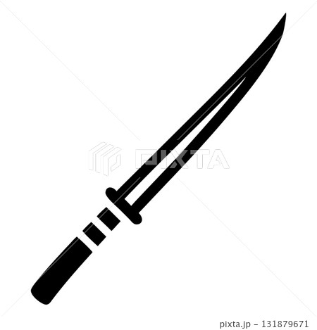 Isolated black katana with a handle, guard and a curved blade Isolated black katana with a handle, guard and a curved blade 131879671