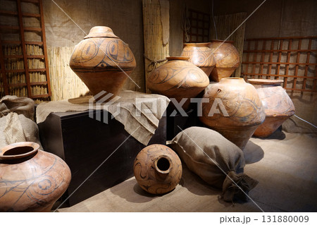 Real ancient pottery glued together from separate fragments 131880009