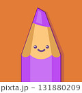 Cute cartoon pencil character. Smiling drawing tool flat design art. Education learning creativity craft supplies. Simple flat color orange background vector 131880209