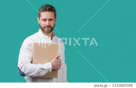 businessman freelancer holding laptop, banner. businessman freelancer isolated on blue businessman freelancer holding laptop, banner. businessman freelancer isolated on blue 131880399