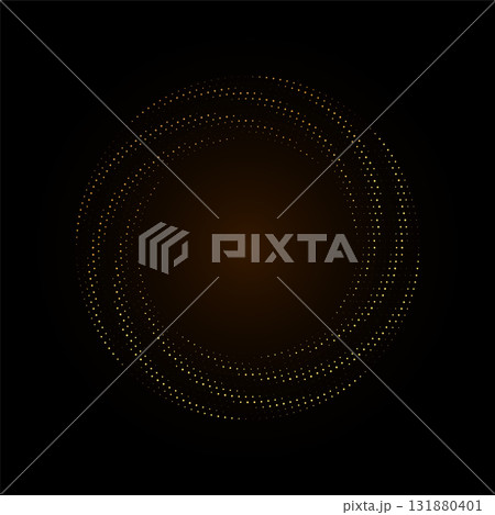 Gold Halftone round frame. Golden luxury Halftone twisted circle 131880401