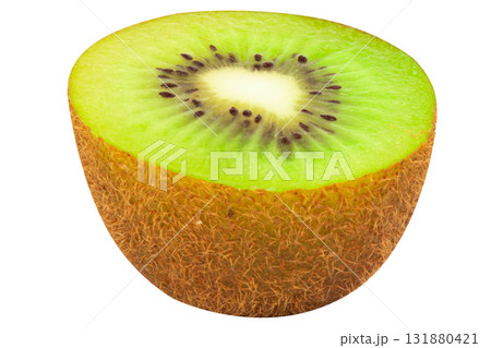 Half sliced kiwi fruit isolated on white background 131880421