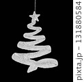 White spiral Christmas tree ornament with star on black background, minimalist holiday decoration 131880584