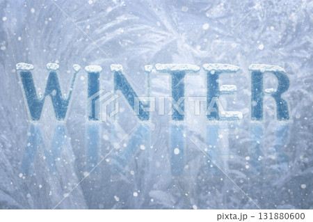 Winter Frost: Icy Letters Spell Winter With Snow and Blue Frosted Texture Winter Frost: Icy Letters Spell Winter With Snow and Blue Frosted Texture 131880600