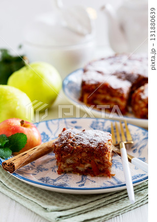 Slice Of Homemade Apple Pie With Cinnamon. 131880639