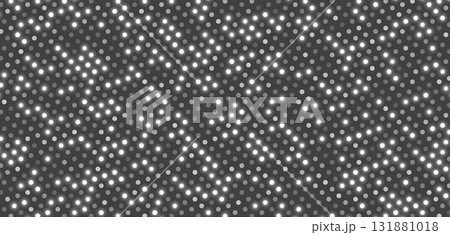 Silver LED screen background, glowing halftone backdrop. Abstract disco pattern, party decoration element. 131881018