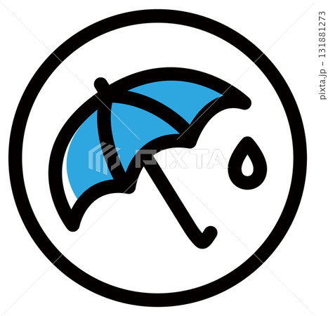 シンプルな丸囲みの雨マークの色付きベクターアイコン 131881273