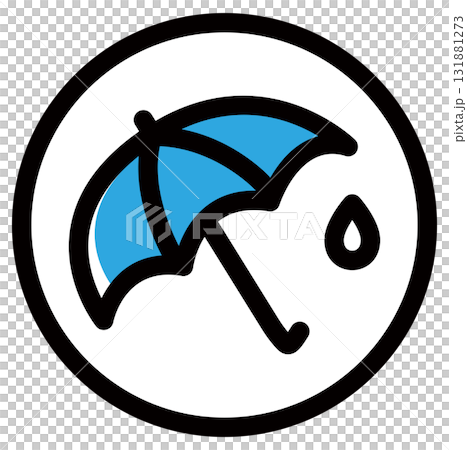 シンプルな丸囲みの雨マークの色付きベクターアイコン 131881273