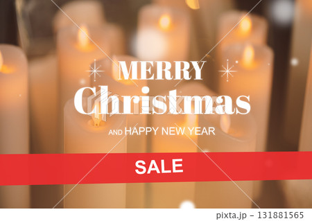 Holiday sale announcement with candles for Christmas and New Year celebration Holiday sale announcement with candles for Christmas and New Year celebration 131881565