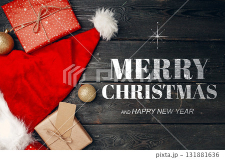 Festive display of Christmas gifts and decorations for the holiday season 131881636