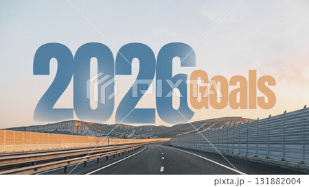 Road leading towards future goals for the year 2026 in a clear landscape 131882004