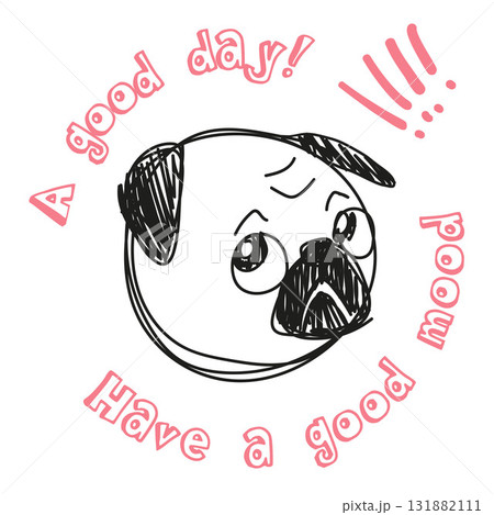 Print A print with a lettering and a pug in sketch for children is design in vector Print A print with a lettering and a pug in sketch for children is design in vector 131882111