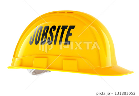 Jobsite, yellow hard hat. 3D rendering 131883052