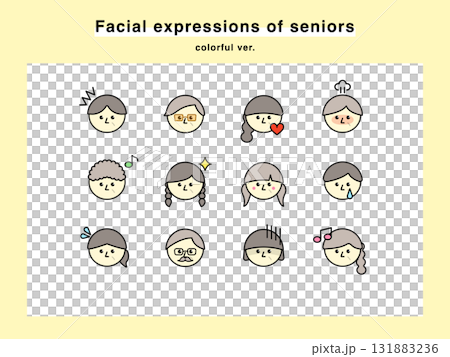 Elderly people icon set with various expressions 01 Elderly people icon set with various expressions 01 131883236