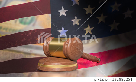 The Hammer on USA flag for Law concept 3d Rendering. The Hammer on USA flag for Law concept 3d Rendering. 131883251