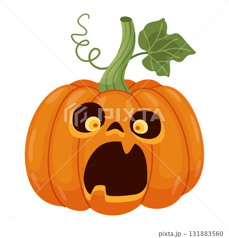Halloween pumpkin, Jack o' lantern. Hand drawn trendy flat style. Halloween pumpkin, Jack o' lantern. Hand drawn trendy flat style. 131883560