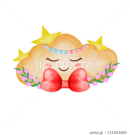 Gender party. Watercolor digital composition for decoration. The clipart on a white background is suitable for invitations and cards, packaging, printed materials, posters, banners, textiles, books 131883893