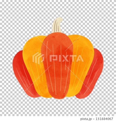 橘色鬼南瓜水彩手繪插畫 131884067